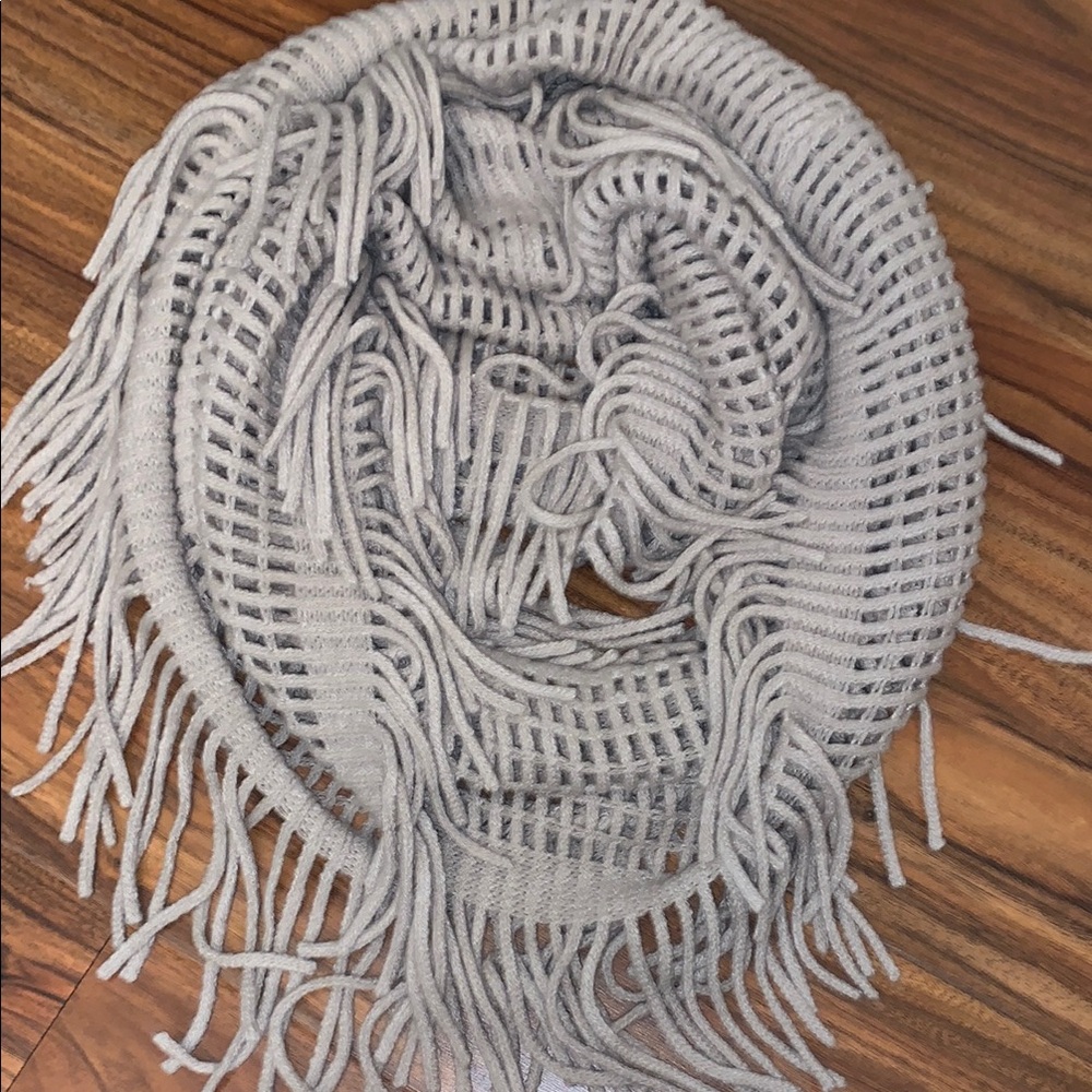 Elegant Taupe Fringe Scarf